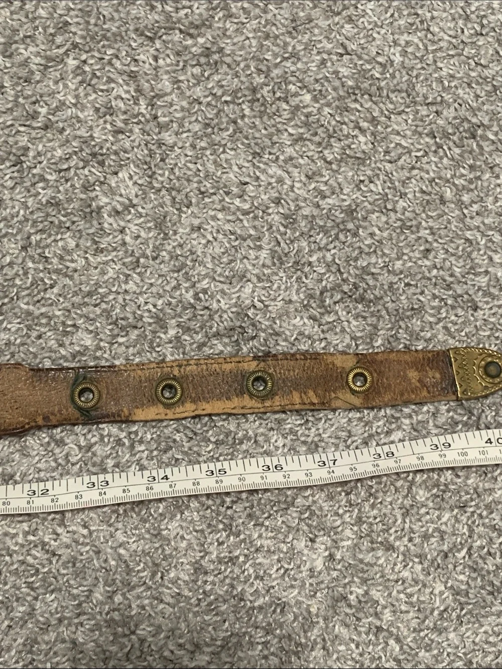 Vintage Brown Distressed Leather Belt with Brass Buckle